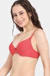 Rosaline Padded Wired 3/4th Coverage Push-Up Bra - Poppy Red — thumbnail 3